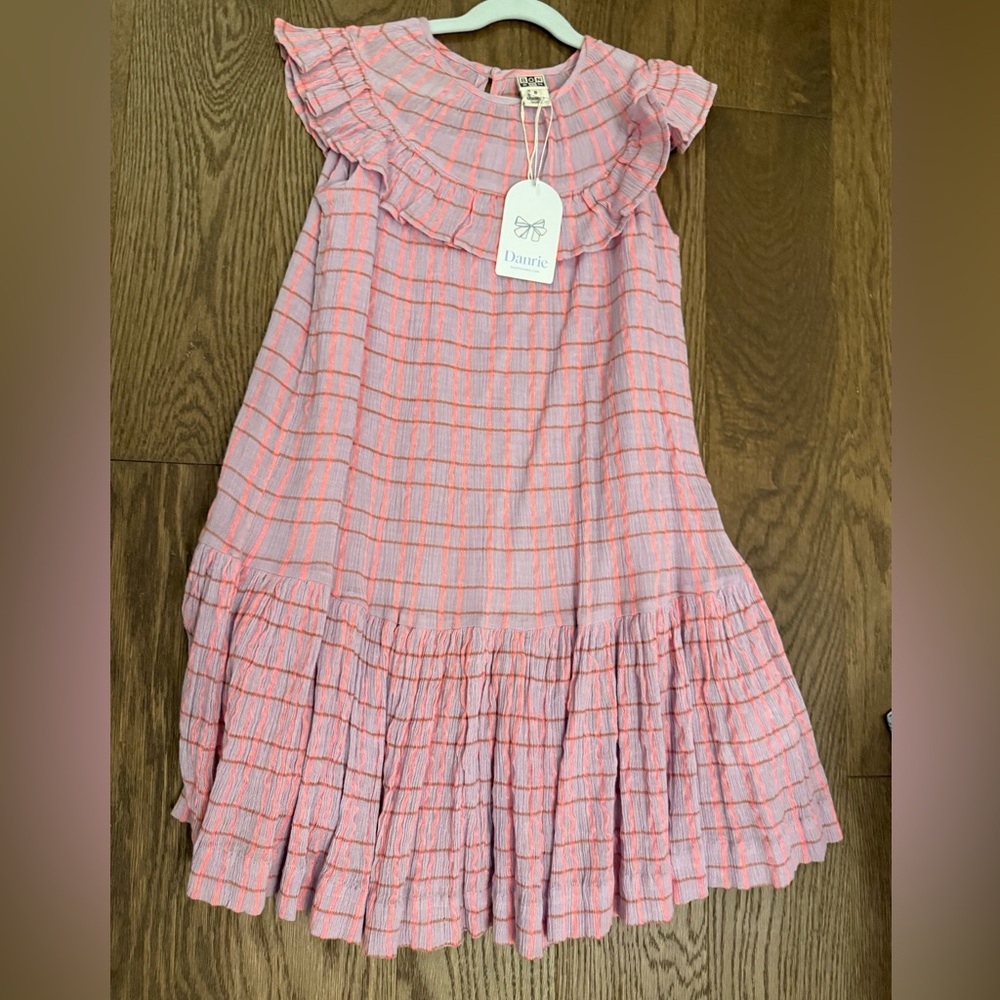 Bonton Pink and Orange Checkered Kids Dress Brand New with Tags